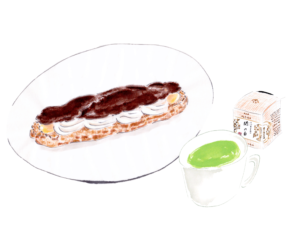エクレアと関の白。